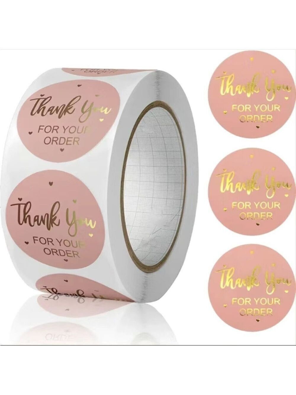 500 1” Roll Pink Thank You FOR YOUR ORDER Stickers PRICE IS FIRM - Picture 5 of 5